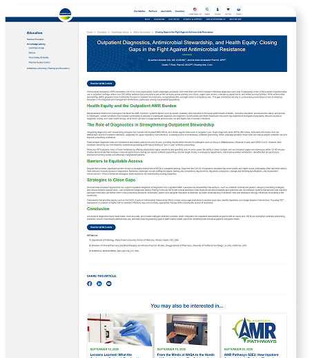 article landing page screenshot